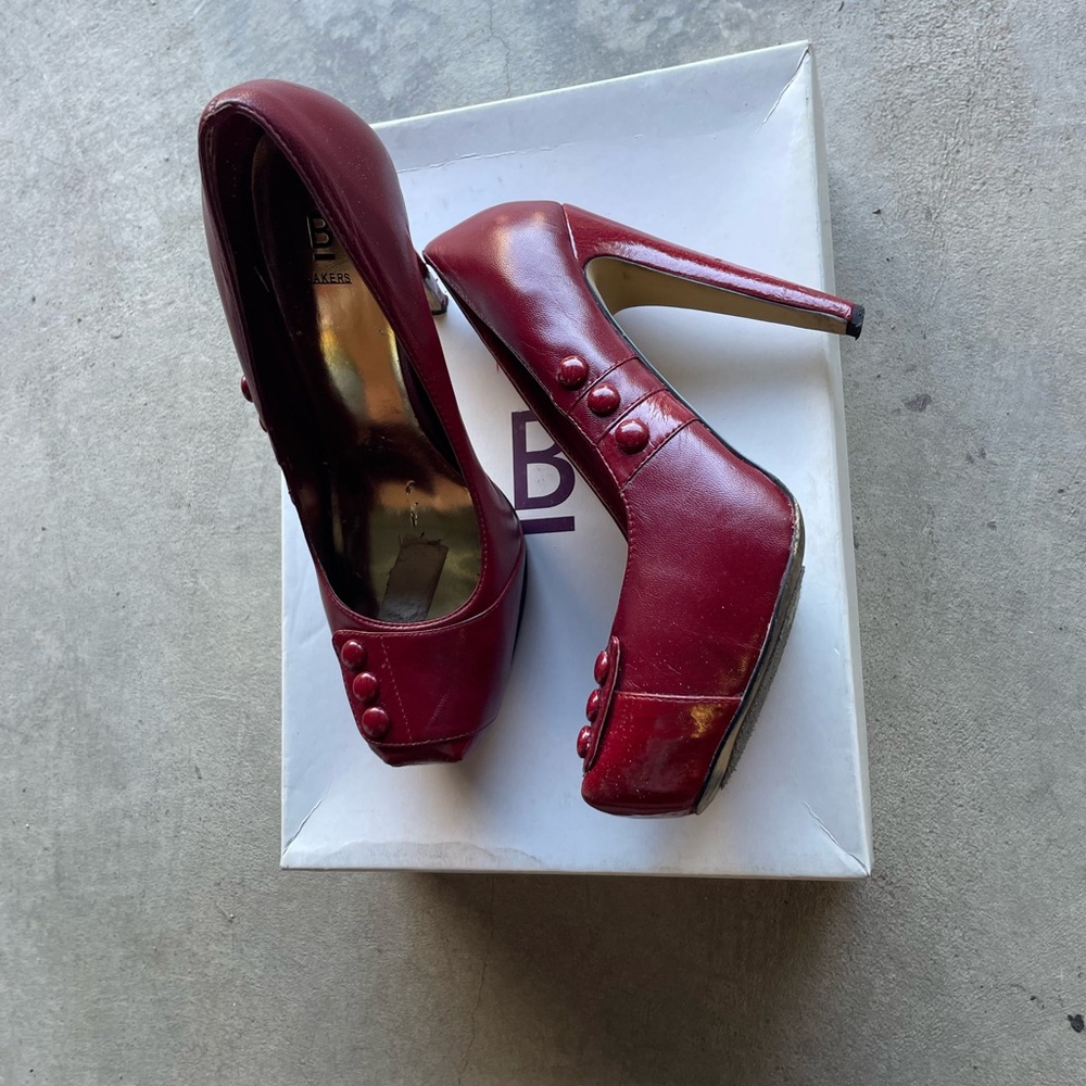 Bakers Burgundy Platform Heels